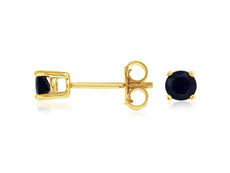 ESTATE .70CT AAA SAPPHIRE 14K YELLOW GOLD 3D CLASSIC ROUND 4 PRONG STUD EARRINGS