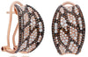 LARGE 1.88CT WHITE & ORANGE DIAMOND 14K ROSE GOLD 3D MULTI LEAF CLIP ON EARRINGS