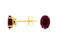 ESTATE 1.80CT AAA RUBY 14KT YELLOW GOLD 3D CLASSIC OVAL 4 PRONG STUD EARRINGS