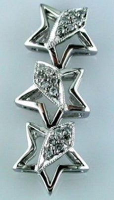 ESTATE .15CT DIAMOND 14KT WHITE GOLD 3D CLASSIC ROUND 3 STAR FLOATING PENDANT