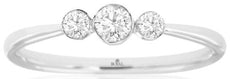 .27CT DIAMOND 14KT WHITE GOLD ROUND 3 STONE BEZEL PAST PRESENT FUTURE LOVE RING