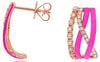 .33CT DIAMOND & PINK ENAMEL 14K ROSE GOLD 3D MULTI ROW CRISS CROSS LOVE EARRINGS