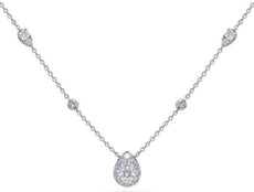 .67CT DIAMOND 14K WHITE GOLD CLASSIC CLUSTER TEAR DROP BY THE YARD LOVE NECKLACE