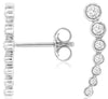 .34CT DIAMOND 14K WHITE GOLD 3D ROUND 7 STONE BEZEL HANGING EAR CLIMBER EARRINGS