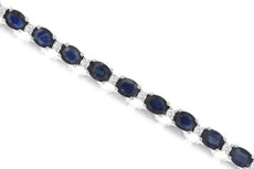 8CT DIAMOND & AAA SAPPHIRE 14KT WHITE GOLD OVAL & ROUND ETERNITY TENNIS BRACELET