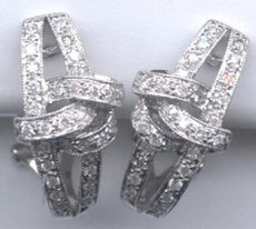 ESTATE .48CT DIAMOND 14KT WHITE GOLD CLASSIC LOVE KNOT CLIP ON HANGING EARRINGS