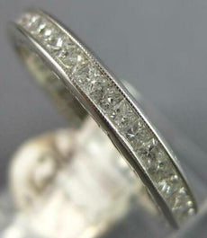 1.0CT DIAMOND 14K WHITE GOLD PRINCESS ETERNITY CHANNEL FILIGREE ANNIVERSARY RING