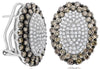2.72CT WHITE & CHOCOLATE FANCY DIAMOND 14KT YELLOW GOLD FLOWER CLIP ON EARRINGS