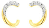 ESTATE .16CT DIAMOND 14K YELLOW GOLD 3D GRADUATING HORSESHOE LUCKY STUD EARRINGS