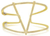 ESTATE EXTRA LARGE .85CT DIAMOND 14K YELLOW GOLD 3D V SHAPE CUFF BANGLE BRACELET