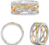 WIDE .55CT WHITE , PINK, FANCY YELLOW & MOCHA DIAMOND 18KT TRI COLOR GOLD 3DRING