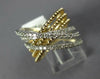 .69CT DIAMOND 14KT 2 TONE GOLD MULTI ROW CRISS CROSS INFINITY BEADED LOVE RING