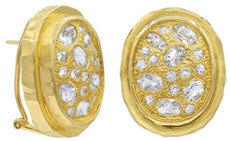 2.72CT DIAMOND & CRYSTAL 14KT YELLOW GOLD 3D MULTI SHAPE ETOILE CLIP ON EARRINGS
