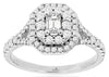.80CT DIAMOND 14KT WHITE GOLD 3D ROUND & BAGUETTE DOUBLE HALO ANNIVERSARY RING