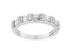 .35CT DIAMOND 14K WHITE GOLD 3D ROUND & BAGUETTE 2 ROW FILIGREE ANNIVERSARY RING