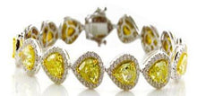 4.81CT WHITE & FANCY YELLOW DIAMOND 18KT 2 TONE GOLD PEAR SHAPE & ROUND BRACELET