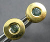 .38CT BLUE DIAMOND 18KT YELLOW GOLD SOLITAIRE BEZEL ETOILE ROUND STUD EARRINGS