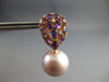 ESTATE LARGE 3.75CT DIAMOND & AMETHYST & PINK SOUTH SEA PEARL 18K ROSE GOLD 3D EARRINGS