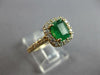 ESTATE 1.75CT DIAMOND & AAA EMERALD 14KT YELLOW GOLD SQUARE HALO ENGAGEMENT RING
