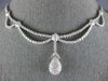ESTATE LARGE 8.25CT DIAMOND 14KT WHITE GOLD FLOWER TEAR DROP CLEOPATRA NECKLACE