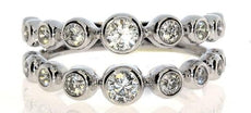 .47CT DIAMOND 18KT WHITE GOLD 3D GRADUATING DOUBLE BAND BEZEL ANNIVERSARY RING