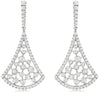 ESTATE 1.0CT DIAMOND 14KT WHITE GOLD 3D CLUSTER ETOILE FILIGREE HANGING EARRINGS
