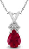 .72CT DIAMOND & AAA RUBY 14KT WHITE GOLD 3D PEAR SHAPE & ROUND FLOATING PENDANT