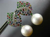 1.3CT DIAMOND AAA MULTI COLOR SAPPHIRE & SOUTH SEA PEARL 18K WHITE GOLD EARRINGS