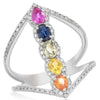 1.47CT DIAMOND & AAA MULTI COLOR SAPPHIRE 14KT WHITE GOLD MULTI SHAPE HALO RING