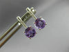ESTATE .83CT DIAMOND & AAA AMETHYST 14KT WHITE GOLD 3D ROUND HANGING EARRINGS