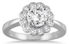 1.25CT DIAMOND 14KT WHITE GOLD ROUND SOLITAIRE FLOWER SEMI BEZEL ENGAGEMENT RING