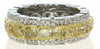 LARGE 7.55CT WHITE & FANCY YELLOW DIAMOND 18K 2 TONE GOLD 3 ROW ANNIVERSARY RING