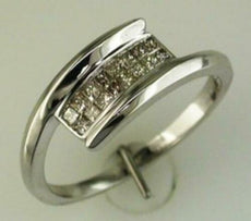 .25CT DIAMOND 14KT WHITE GOLD 3D PRINCESS 2 ROW INVISIBLE CRISS CROSS LOVE RING