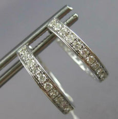 ESTATE .33CT DIAMOND 14K WHITE GOLD CLASSIC ROUND FILIGREE HOOP HANGING EARRINGS