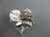 WIDE 1.0CT DIAMOND 14KT WHITE GOLD ROUND & BAGUETTE CRISS CROSS CLUSTER FUN RING