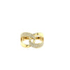 ESTATE .39CT DIAMOND 18KT YELLOW GOLD 3D CLASSIC 2 ROW OVAL LOVE KNOT FUN RING