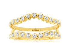 .50CT DIAMOND 14KT YELLOW GOLD 3D SWIRL INFINITY V SHAPE INSERT ANNIVERSARY RING