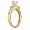 1.2CT DIAMOND 14KT YELLOW GOLD 3D 4 PRONG SOLITAIRE CRISS CROSS ENGAGEMENT RING