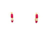 ESTATE .06CT DIAMOND & RED ENAMEL 18KT YELLOW GOLD HUGGIE HOOP HANGING EARRINGS