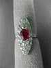 ANTIQUE MASSIVE 2.85CT OLD MINE DIAMOND & AAA RUBY PLATINUM COCKTAIL RING #23774