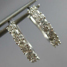 .65CT DIAMOND 14KT WHITE GOLD 3D CLASSIC OVAL HUGGIE LEVERBACK HANGING EARRINGS