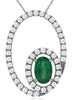 .77CT DIAMOND & AAA EMERALD 14KT WHITE GOLD 3D OVAL & ROUND FUN FLOATING PENDANT