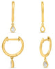 .14CT DIAMOND 14K YELLOW GOLD SOLITAIRE BEZEL PEAR SHAPE HUGGIE HANGING EARRINGS