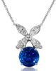 4.8CT DIAMOND & AAA SAPPHIRE 18KT WHITE GOLD 3D ROUND & MARQUISE FLOWER NECKLACE