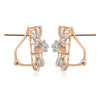 LARGE .95CT DIAMOND 14KT WHITE & ROSE GOLD FLOWER FUN CLIP ON HANGING EARRINGS