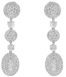 LARGE 4.30CT DIAMOND 14KT YELLOW GOLD 3D MULTI SHAPE INVISIBLE HANGING EARRINGS