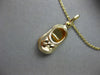 ESTATE 14KT YELLOW GOLD 3D HANDCRAFTED BOW BABY SHOE PENDANT & CHAIN #25217