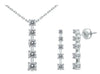 1.0CT DIAMOND 14KT WHITE GOLD 3D 5 STONE GRADUATING FLOATING PENDANT EARRING SET