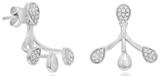 .17CT DIAMOND 14KT WHITE GOLD 3D MULTI PEAR SHAPE TEAR DROP FUN HANGING EARRINGS