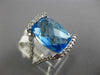 ESTATE LARGE 9.20CT DIAMOND & AAA BLUE TOPAZ 14KT WHITE GOLD OPEN FILIGREE RING